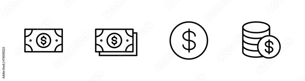 Dollar money icon set vector illustration for web, ui, and mobile apps Dollar money icon set vector illustration for web, ui, and mobile apps