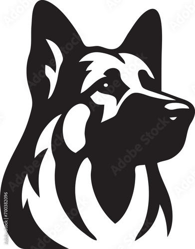 German Shepard Dog Black and White Vector