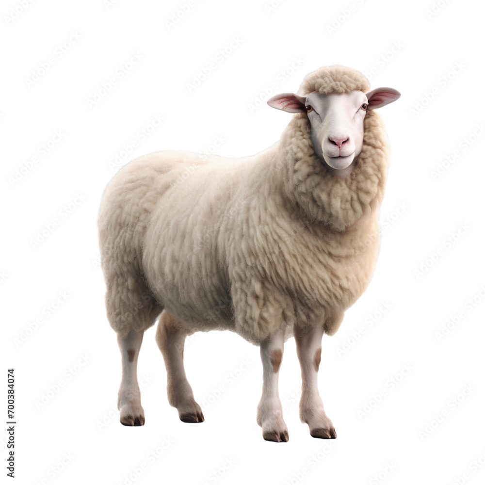 Full body portrait of a sheep isolated on white background Full body portrait of a sheep isolated on white background