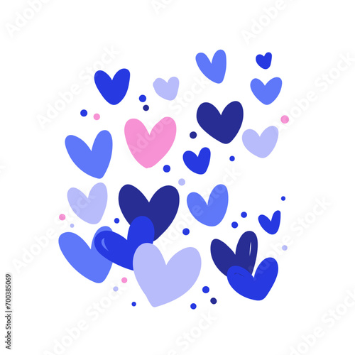 Vector hand drawn heart collection background