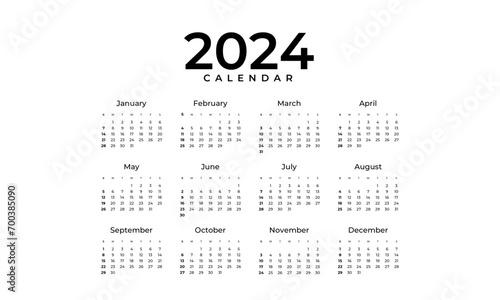 Vector modern 2024 new year calendar template organize daily event
