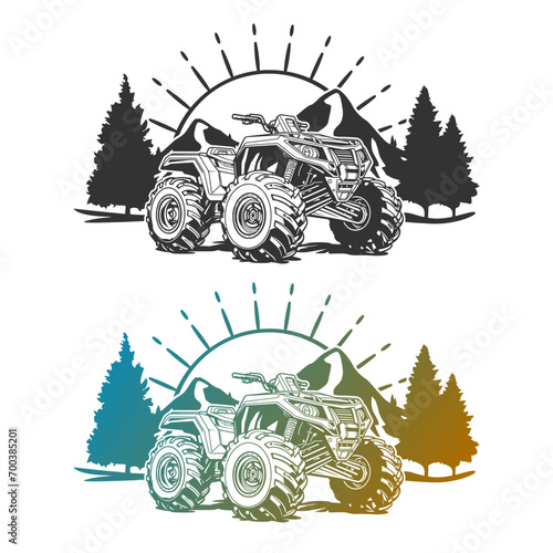 Quad Illustration Clip Art Design Shape. Off Road Silhouette Icon Vector.