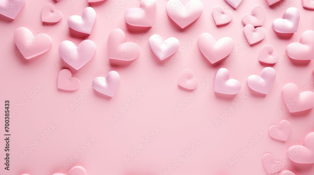 Assorted heart shapes on pink background for valentine decor. Love and celebration.