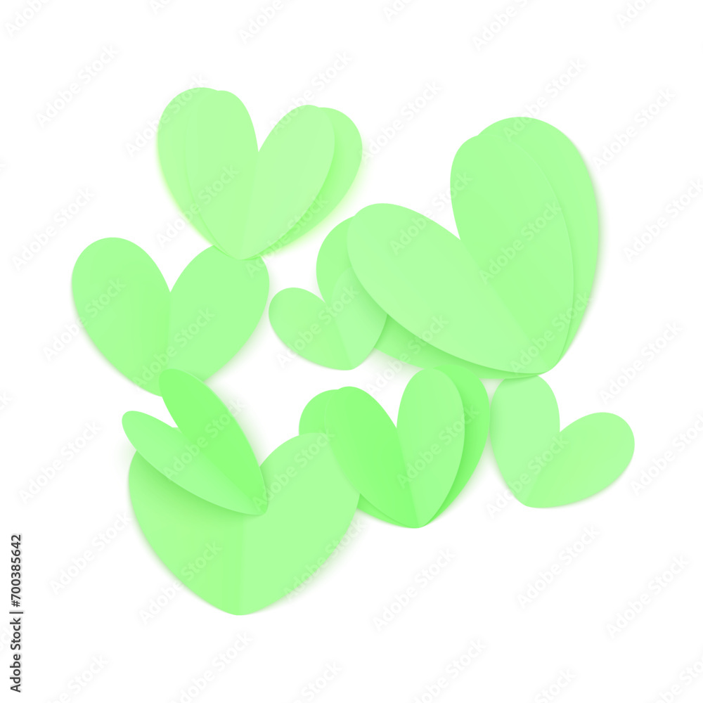 Vector paper hearts isolated on white background