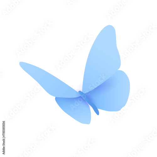 Vector gradient butterfly silhouettes flying on white