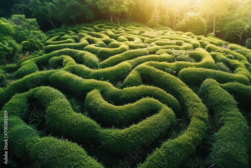 A labyrinth of topographic lines, twisting and turning in an endless maze, their journey a metaphor for the complexity and depth of the natural world. photo