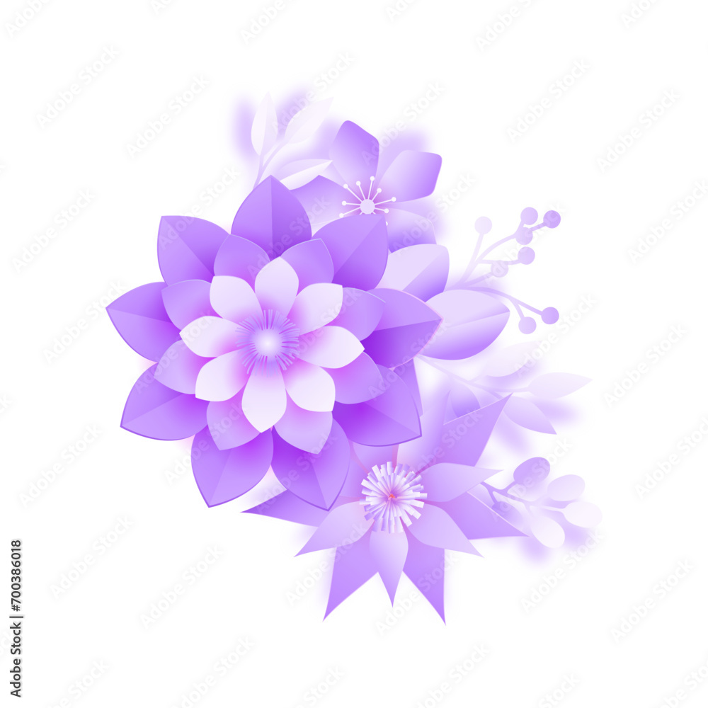 Vector purple spring flower on white background Vector purple spring flower on white background