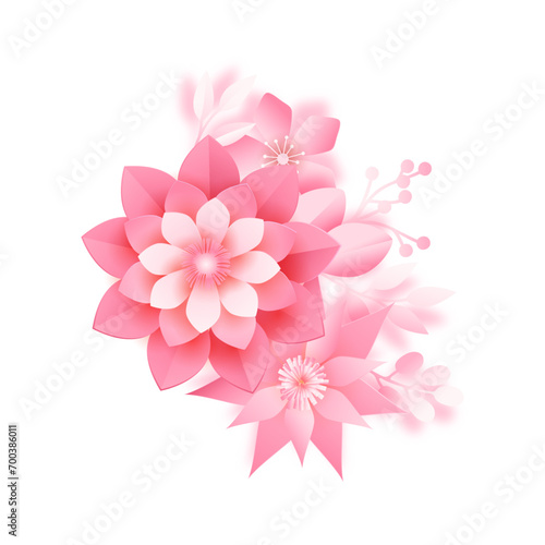 Vector pink spring flower on white background
