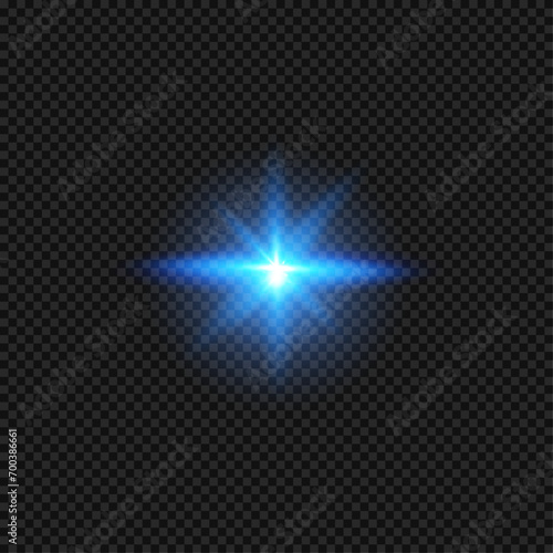 Vector illustration of light blue flash on transparent background