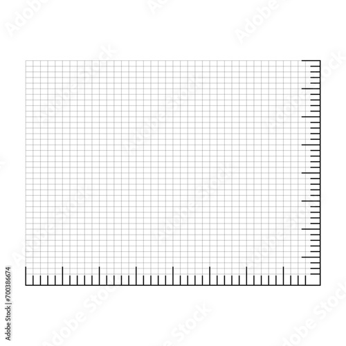 Vector metric rulers and perspective graph pattern grid in flat style