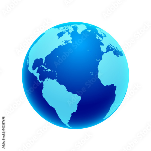 vector world globe map. north america centered map. blue planet sphere