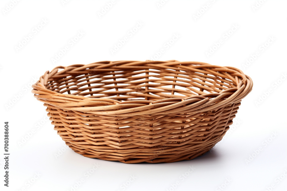 wicker basket, brown basket on white background, basket of vines, series, white background, isolated
