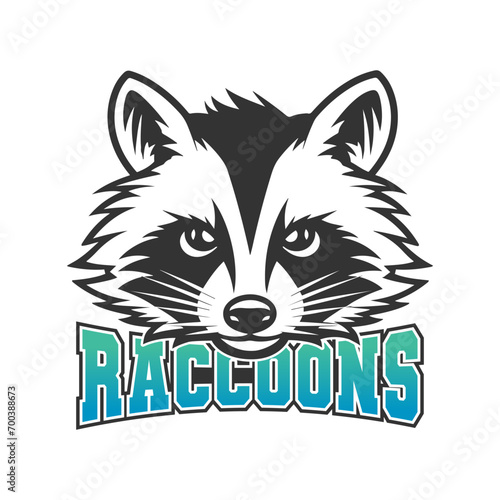 Racoons Illustration Clip Art Design Shape. Mascot Silhouette Icon Vector.
