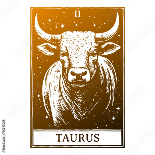 Taurus Illustration Clip Art Design Shape. Tarot Card Silhouette Icon Vector.