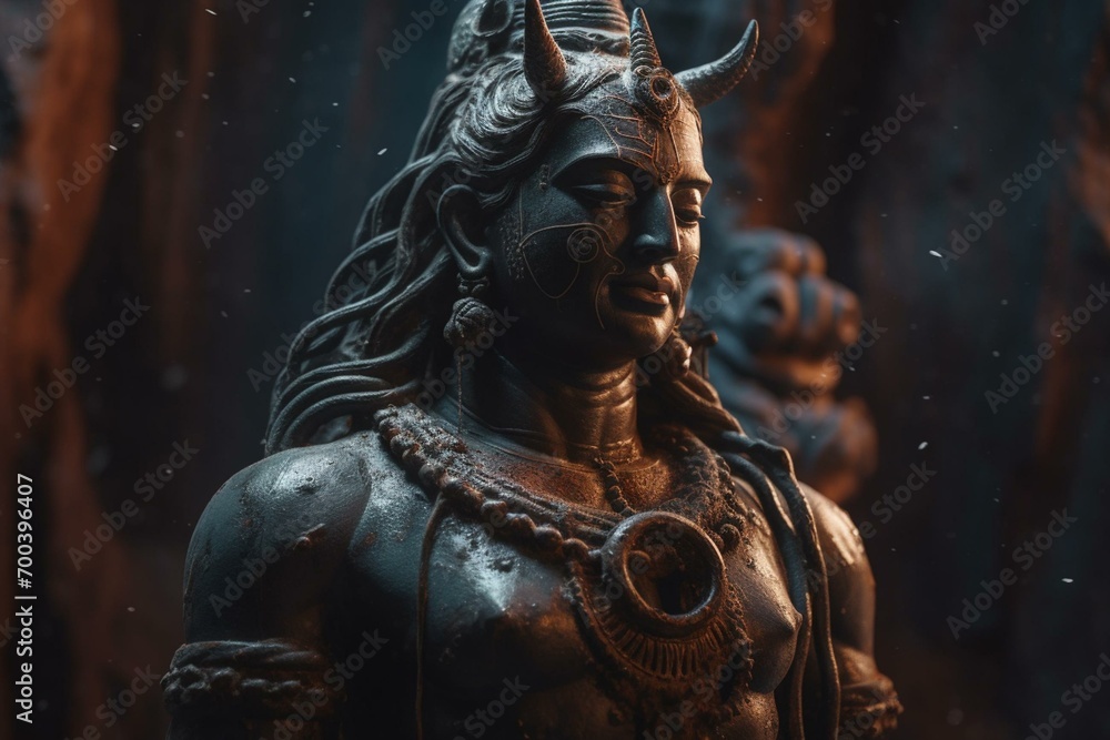 Lord Shiva amidst cosmos. Spiritual, Mahamaya, Gurudeva. Generative AI