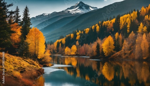 Mountains and lake - picturesque natural landscape