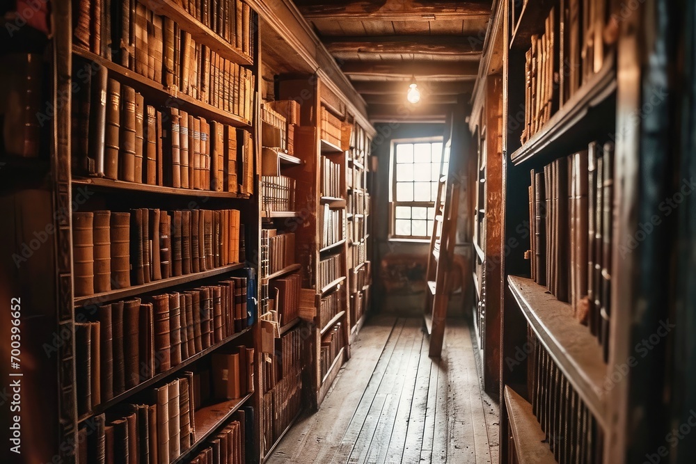 small old library with books small old library with books