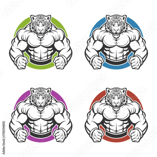 Tiger Illustration Clip Art Design Shape. Body Building Silhouette Icon Vector.