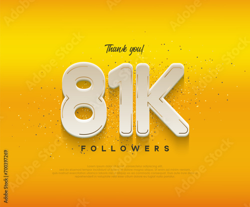 81k followers celebration with modern white numbers on yellow background.