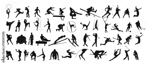 set of silhouettes of sport people photo