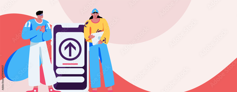Obraz premium Notification announcement vector creative flat hand drawn illustration 