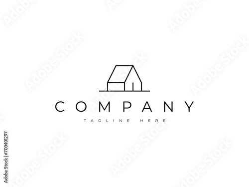 real estate house line logo design
