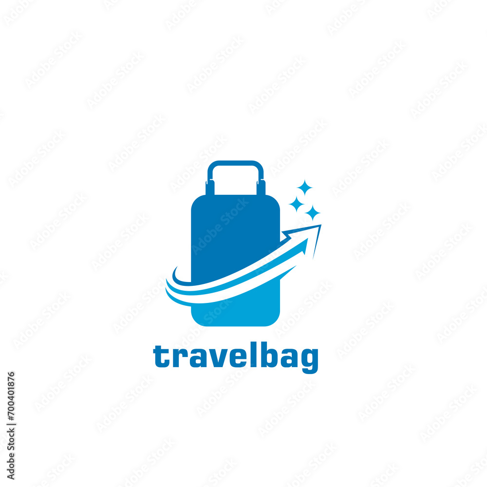 Travel luggage airplane flight vector logo design