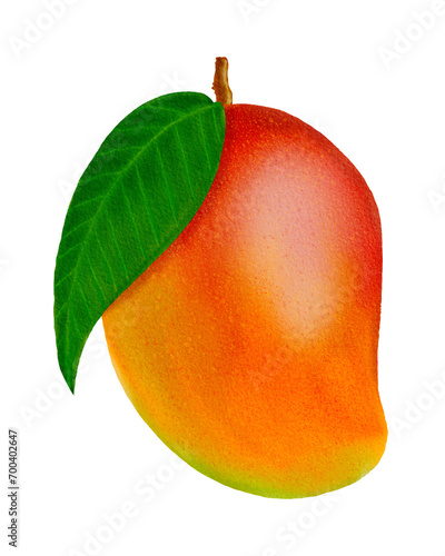 hand drawing mango watercolor style illustration, digitally created