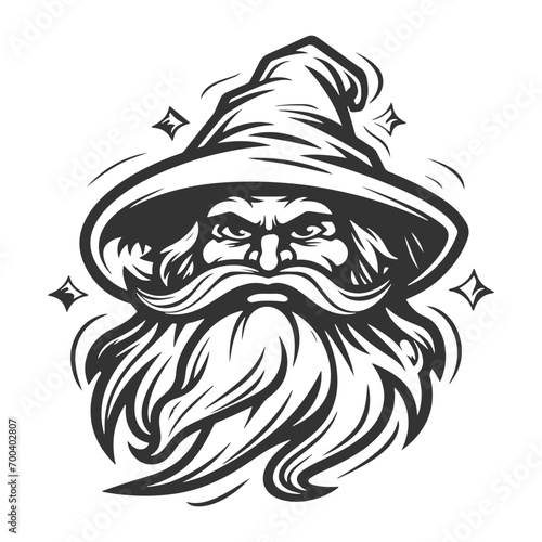 Wizard Illustration Clip Art Design Shape. Mage Silhouette Icon Vector.