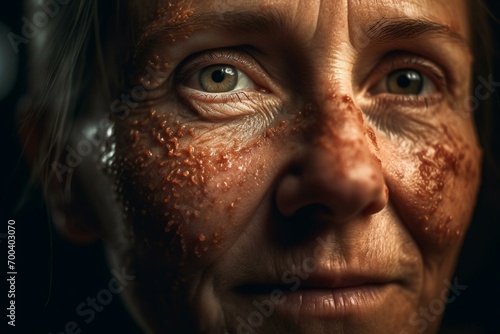 Reduce wrinkles and saggy skin with laser or vitamin serum to repair skin cells. Skin repair concept. Generative AI photo
