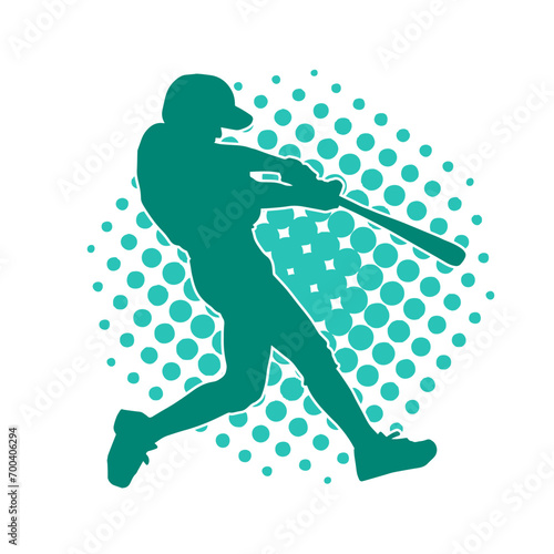 Silhouette of a male baseball batter player in action pose. Silhouette of a man athlete playing baseball sport as a batter.