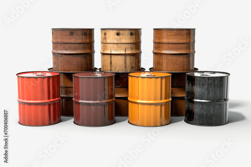 Oil Barrels isolated on white background. 3D illustration