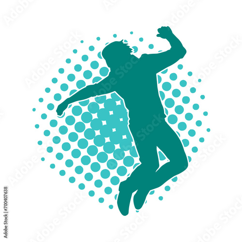 Silhouette of a male dancer in performing pose. Silhouette of a dancing man.