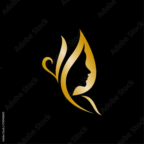 Minimalist Butterfly with Woman Face Logo