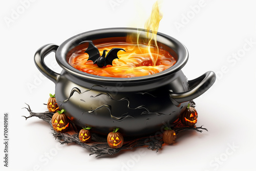 Halloween Witch Soup Pot 3d cartoon white background