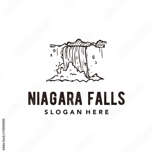 Vintage hand-drawn Niagara Falls logo, classic and rustic, very elegant for a company.