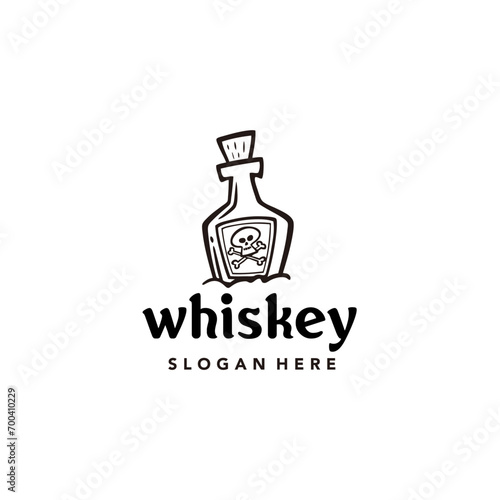 Vintage hand-drawn whiskey logo, classic and rustic, very elegant for a company.