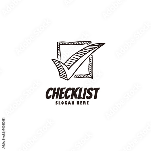 Vintage hand-drawn checklist logo, classic and rustic, very elegant for a company.