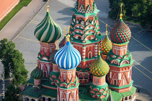 Moscow, Russia, Red square St. Basil's Cathedral aerial view photo