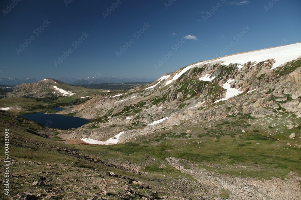 Fototapeta premium Christmas Lake in subalpine Beartooth Mountains, Wyoming
