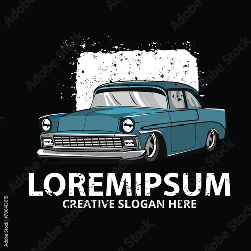 blue classic car, suitable for t shirt