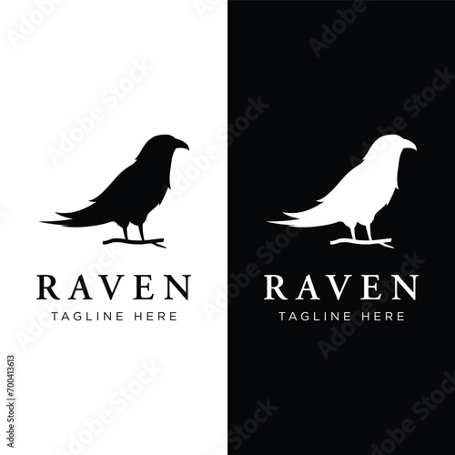Black crow logo template design with creative vector illustration editing.