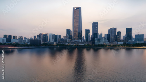 Modern cityscape, green city, city skyline © Wang