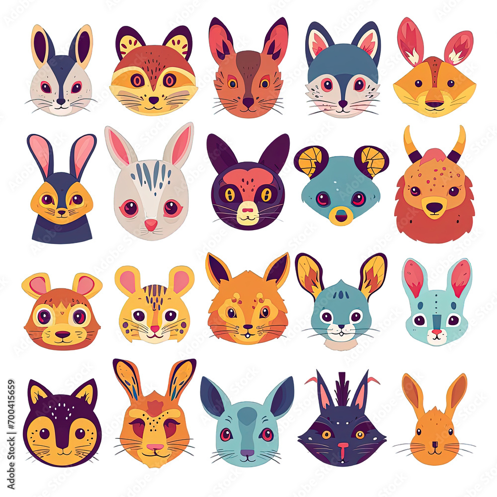 Set of Animal Heads Illustrations