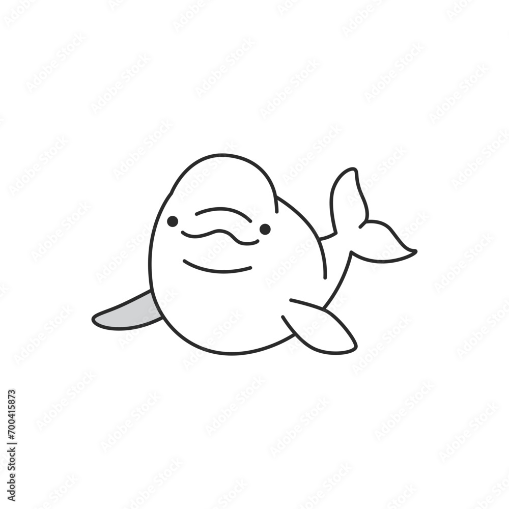 Cute beluga whale. Vector illustration in flat style. Cute beluga whale. Vector illustration in flat style.