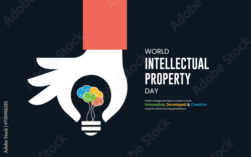 World Intellectual Property Day, World IP Day, banner, poster, social media post, vector illustration, awareness, 30 March, observance, international, typography, web banner, brochure, flyer