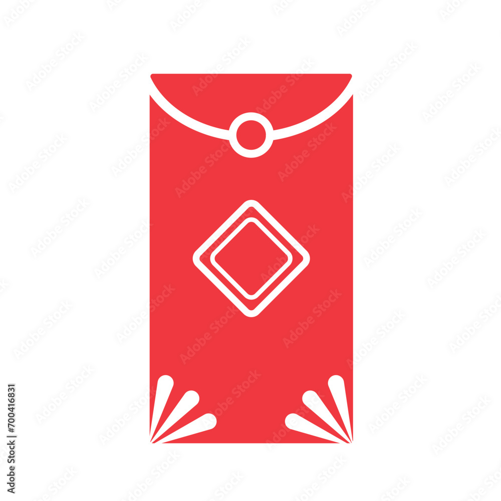 Chinese new year red envelope angpao vector icon illustration with red colored shadow silhouette isolated on plain white background. Lunar chinese new year themed drawing. Chinese new year red envelope angpao vector icon illustration with red colored shadow silhouette isolated on plain white background. Lunar chinese new year themed drawing.