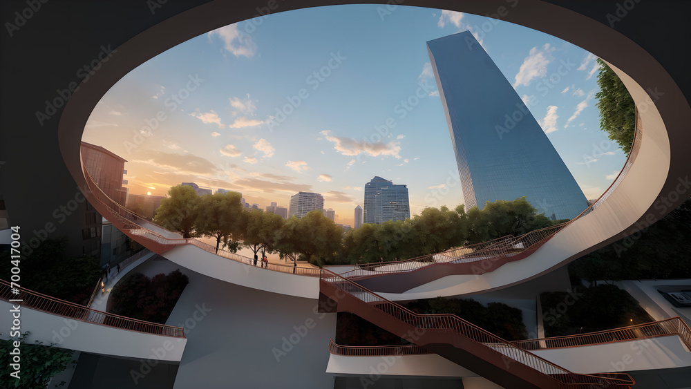 Fototapeta premium Modern cityscape. Urban Architecture, City Skyline