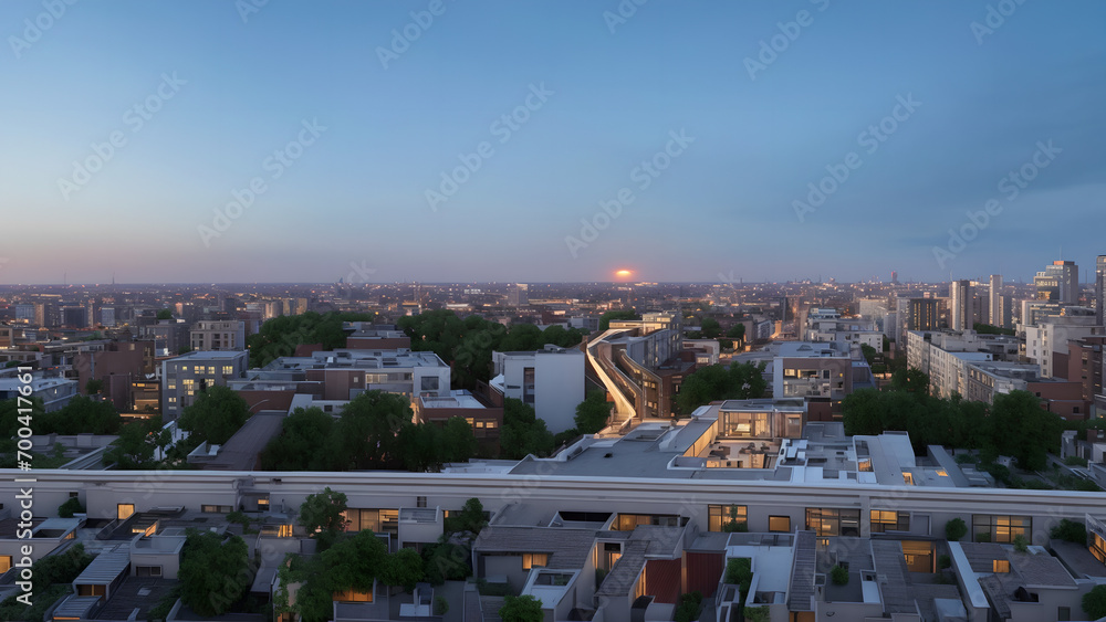 Naklejka premium Modern cityscape, green city, city skyline