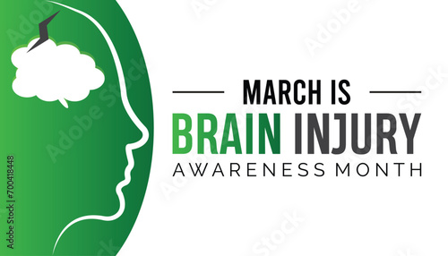 Brain Injury awareness month is observed every year in March. Holiday, poster, card and background vector illustration design. photo